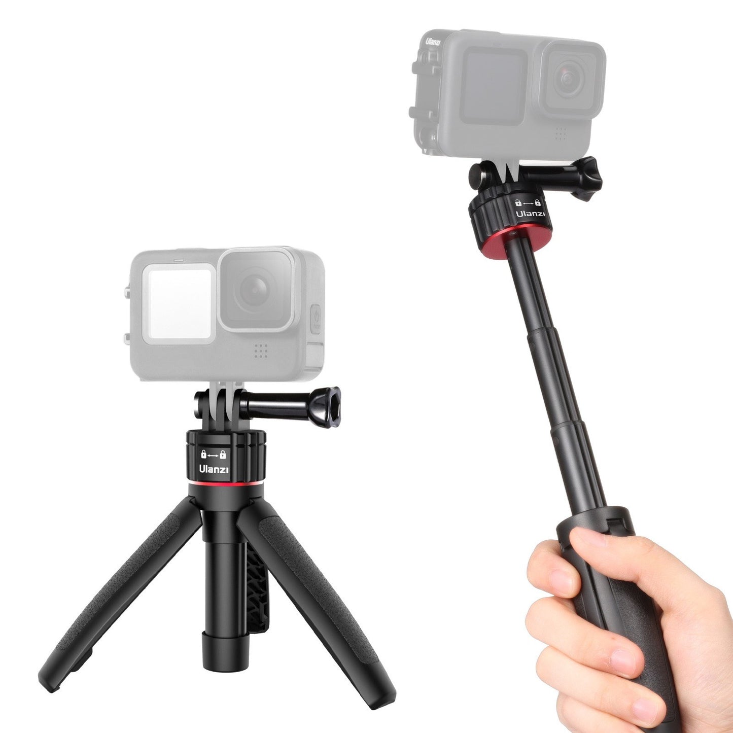 ULANZI MT-31 Portable Desktop Mini Tripod Stand Selfie Stick Handle with Magnetic Absorption Base Screw for Action Camera Video Camcorder
