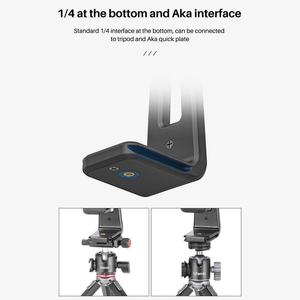 Uniqkart ST-20 Tablet Tripod Mount Adapter 360 Degree Rotatable Clamp Tablet Holder with 1/4 Inch Screw Hole Dual Cold Shoe Mounts
