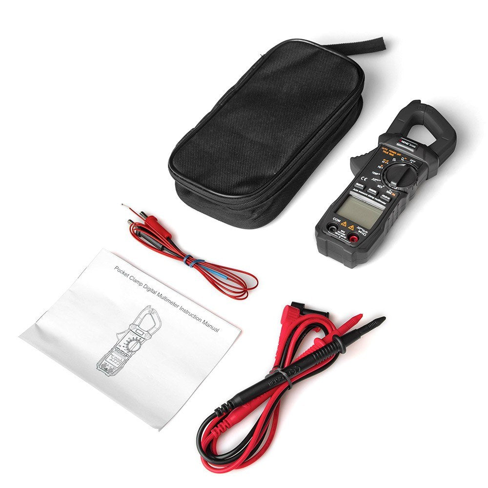 Aneng ST209 Digital Multimeter 6000 Counts True RMS Amp DC/AC Current Auto-Ranging Clamp Tester LCD Display Meters Voltmeter - Black