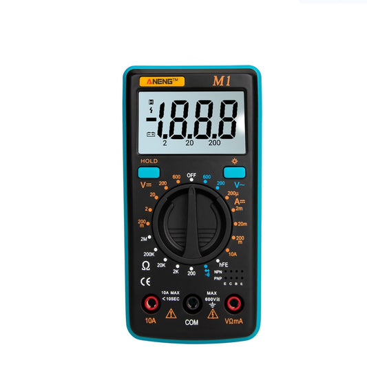 Aneng M1 Handheld Digital LCR Meter AC/DC Voltage Current Tester ResistanceTests Live Wire Continuity Overload Protection - Blue