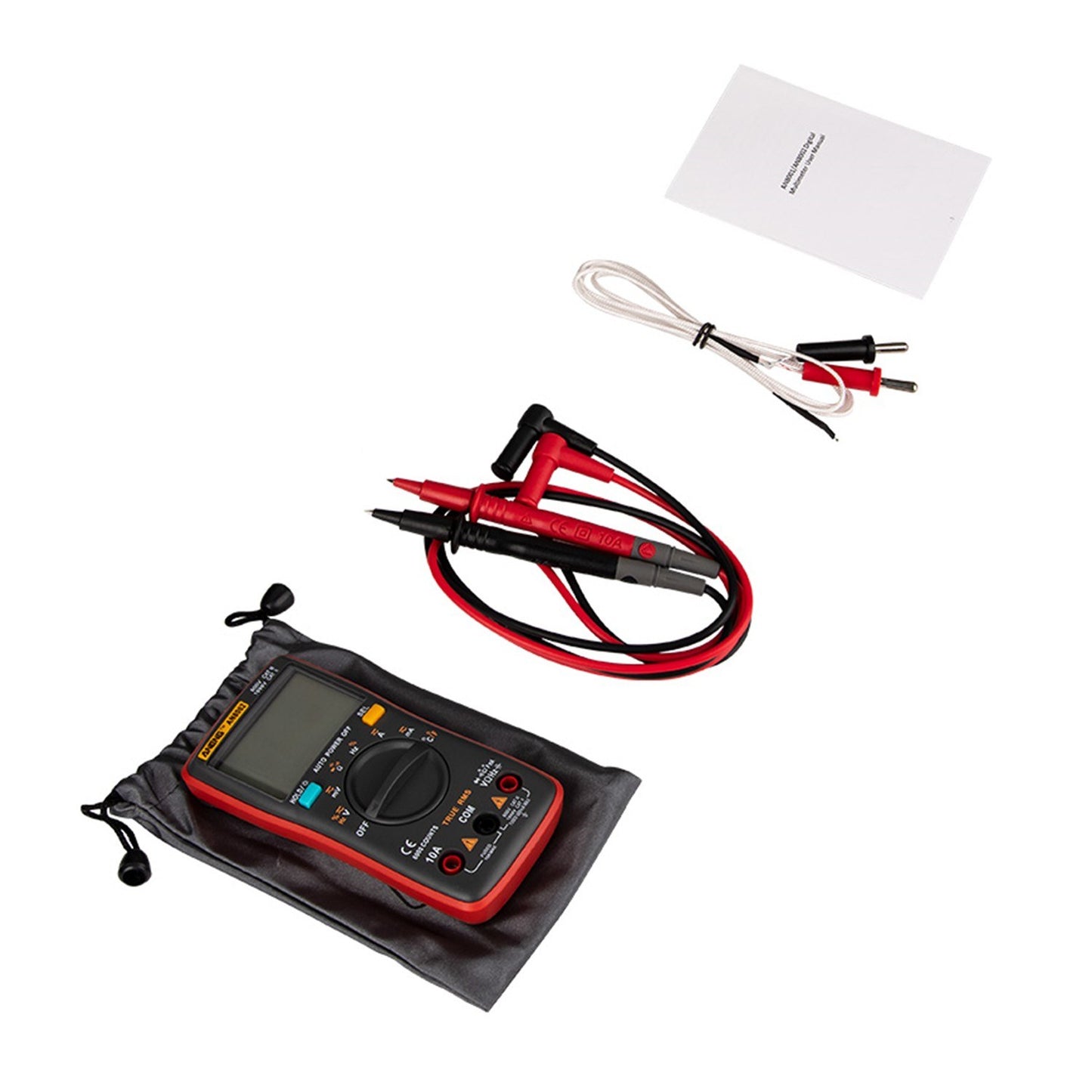 Aneng AN8002 Digital Multimeter RMS 6000 Counts Volt Meter Ohmmeter Auto-Ranging Tester AC/DC Voltage and Current, Temperature - Red