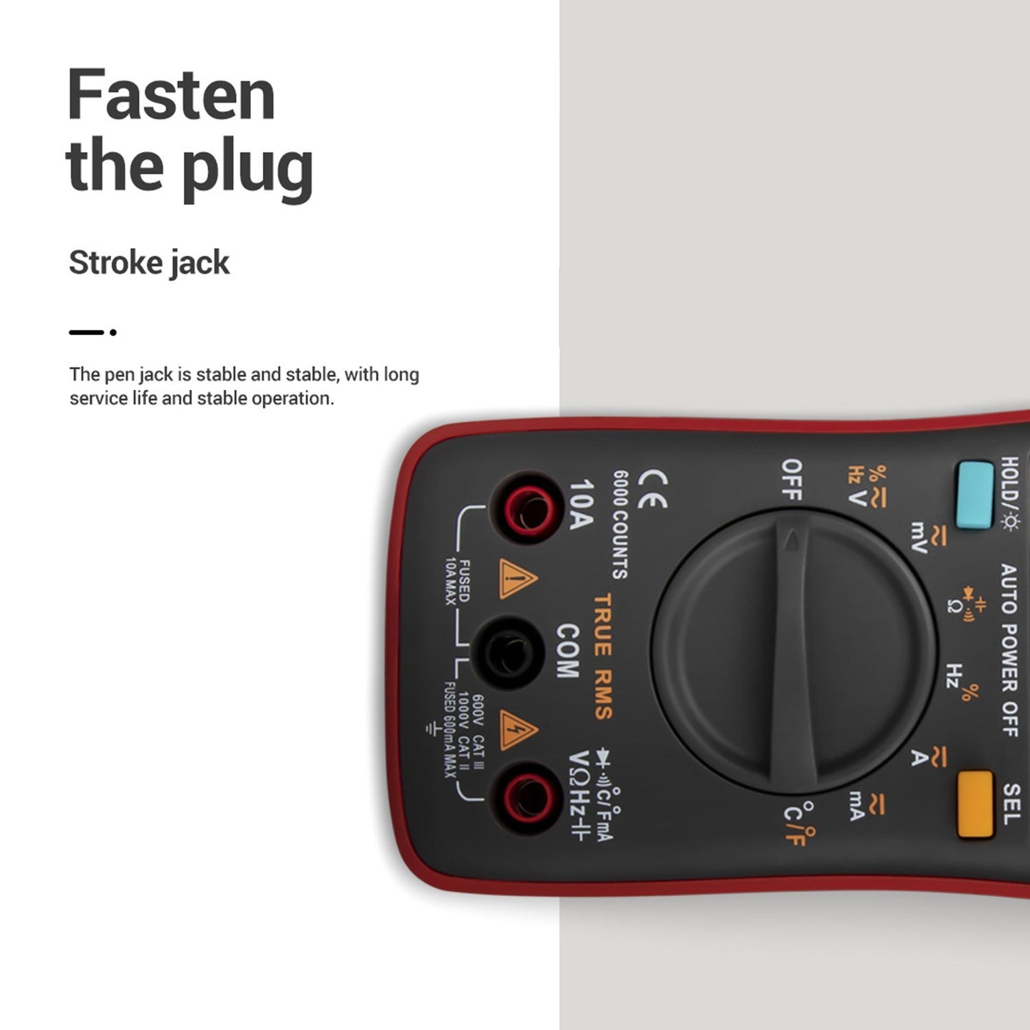 Aneng AN8002 Digital Multimeter RMS 6000 Counts Volt Meter Ohmmeter Auto-Ranging Tester AC/DC Voltage and Current, Temperature - Red
