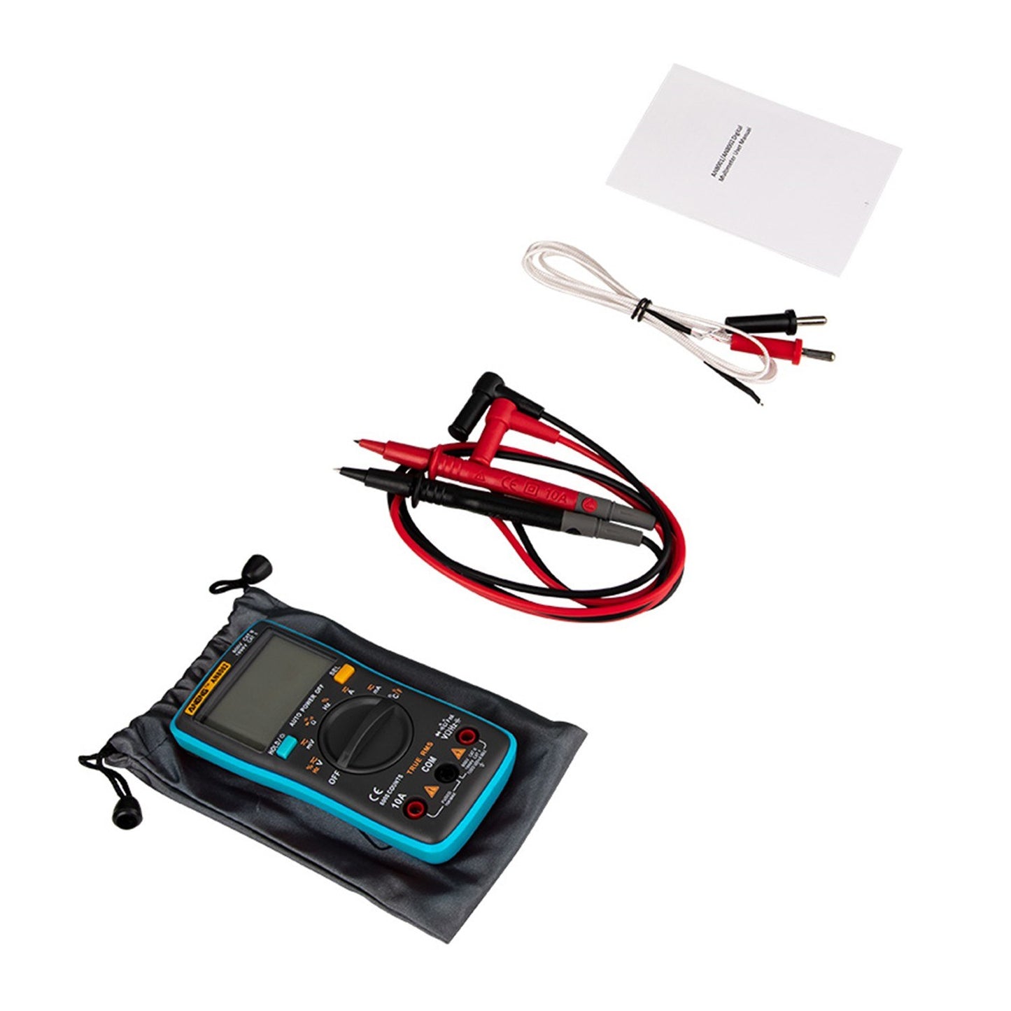 Aneng AN8002 Digital Multimeter RMS 6000 Counts Volt Meter Ohmmeter Auto-Ranging Tester AC/DC Voltage and Current, Temperature - Blue