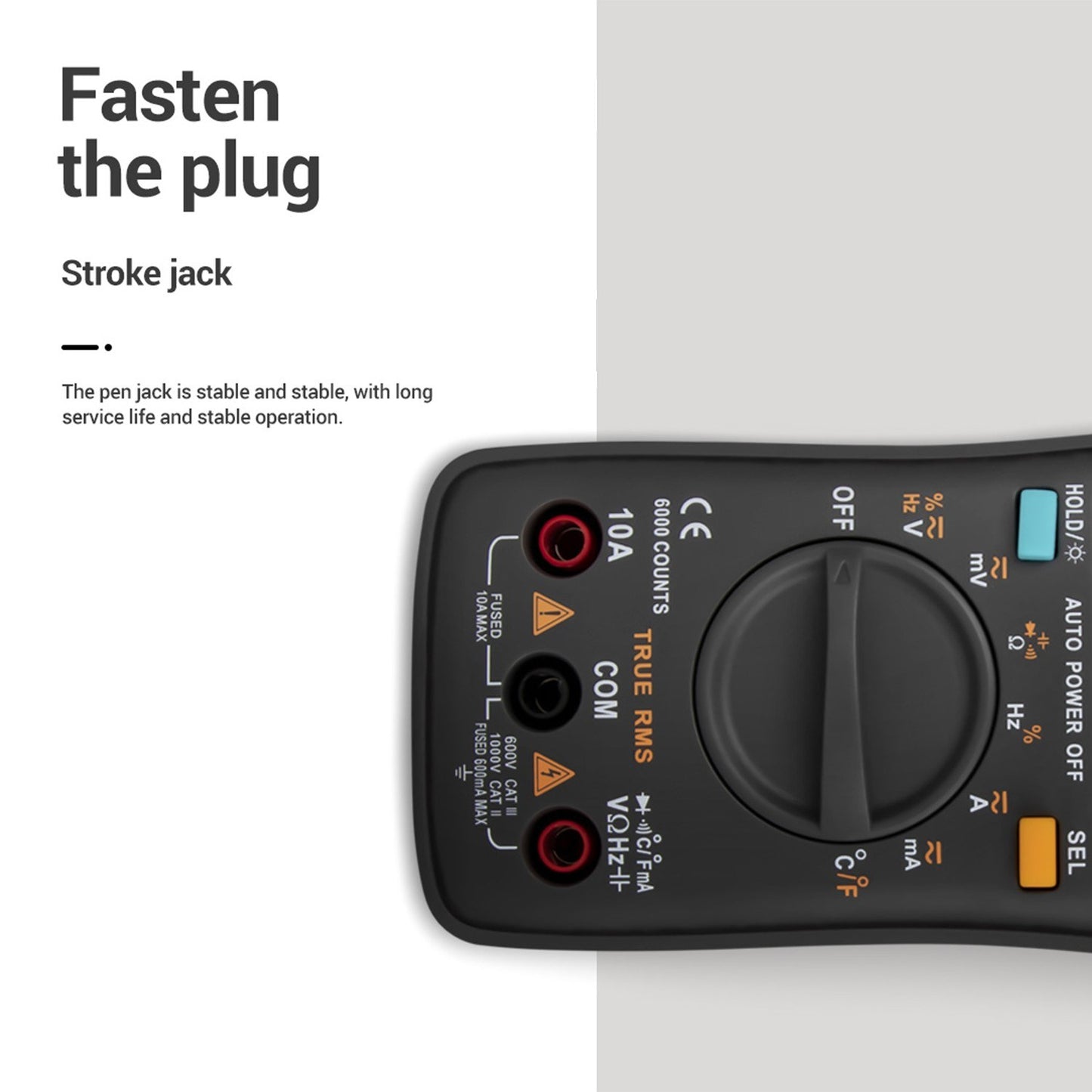 Aneng AN8002 Digital Multimeter RMS 6000 Counts Volt Meter Ohmmeter Auto-Ranging Tester AC/DC Voltage and Current, Temperature - Black