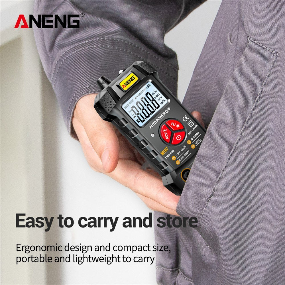 Aneng M167 Digital Multimeter Smart Voltmeter 4000 Counts Volt Meter Ohmmeter Auto-Ranging Tester with Backlight LCD Screen Flashlight