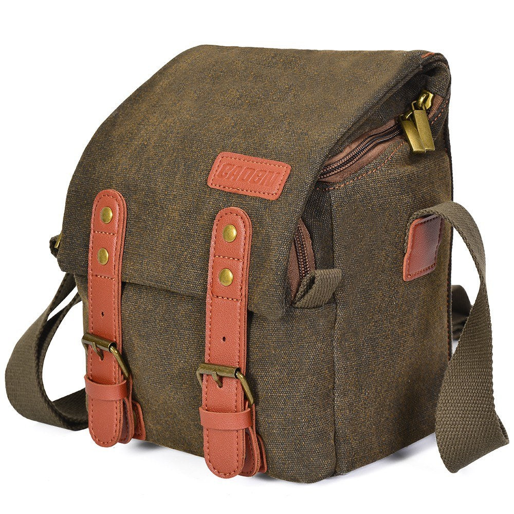 Canvas Shoulder Camera Bag Protective Case Fits 1 Camera 1 Lens for Nikon Canon Sony DSLR Mirrorless Camera and Lens