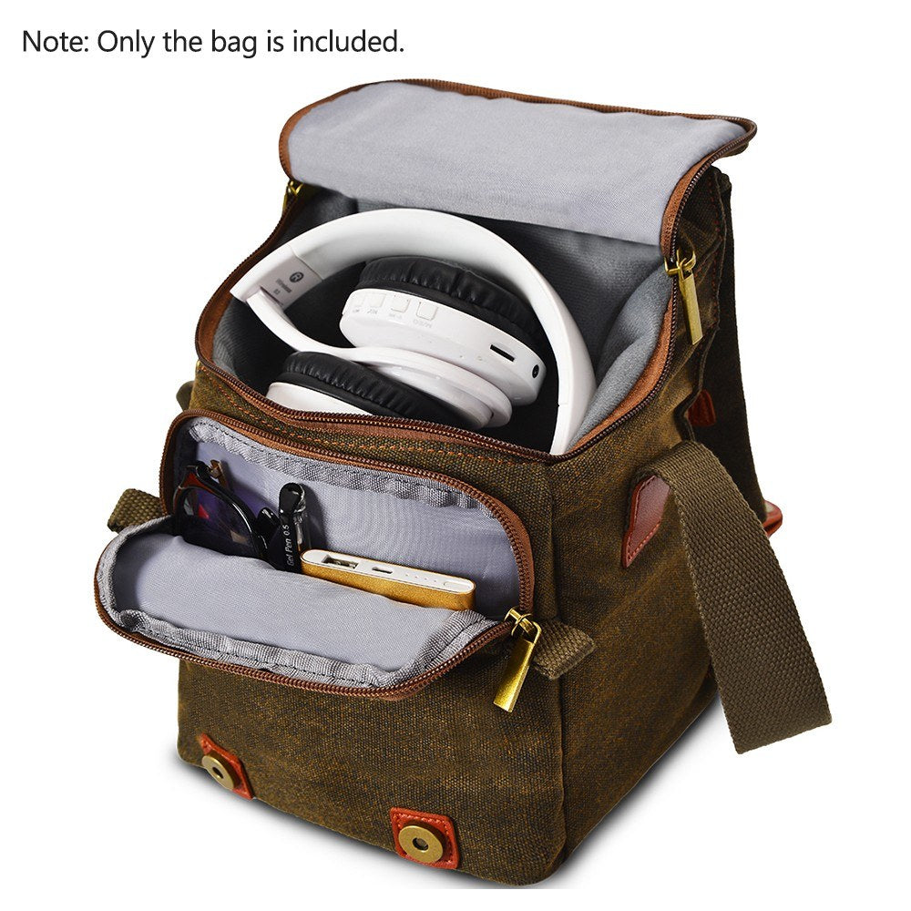 Canvas Shoulder Camera Bag Protective Case Fits 1 Camera 1 Lens for Nikon Canon Sony DSLR Mirrorless Camera and Lens