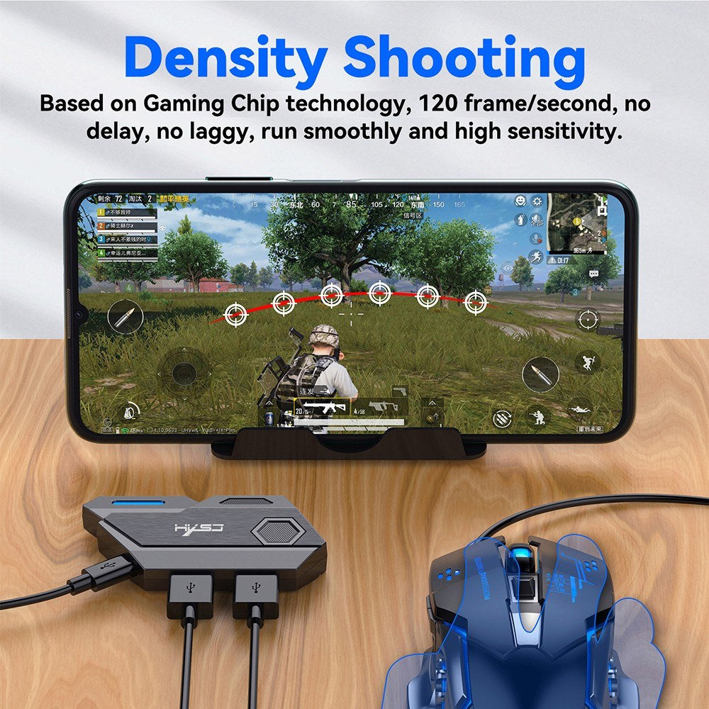 HXSJ P3 Wired Keyboard Mouse Converter 3 USB Ports Design Portable Mobile Game Keyboard and Mouse Adapter for Android iOS Systems