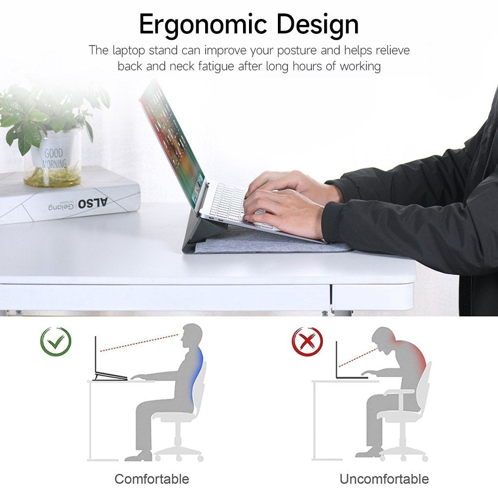 Portable 3-in-1 Laptop Bag+Cooling Bracket+Mouse Pad Scratch-proof Wear-resistant Bag for 13.3-14 inch Laptop - Dark Grey