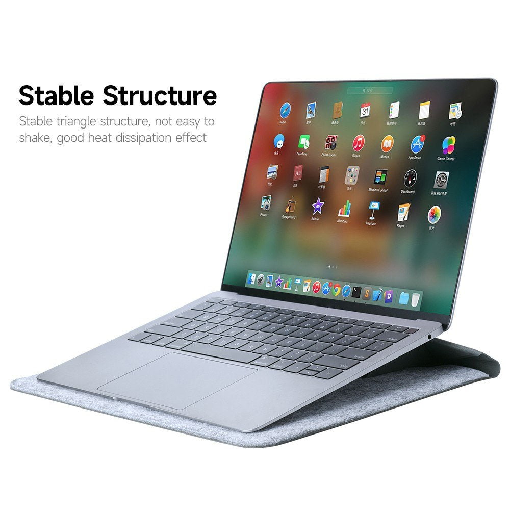 Portable 3-in-1 Laptop Bag+Cooling Bracket+Mouse Pad Scratch-proof Wear-resistant Bag for 13.3-14 inch Laptop - Dark Grey