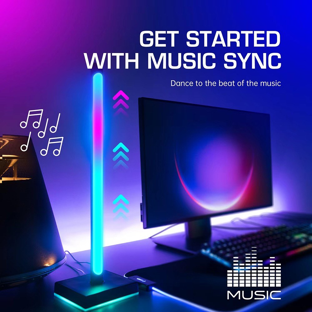 2Pcs/Set Smart RGB Desktop Lamp Pickup Atmosphere Music Rhythm Light Bar Support APP Control for Living Room Bedroom Party