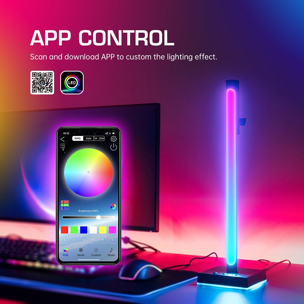 2Pcs/Set Smart RGB Desktop Lamp Pickup Atmosphere Music Rhythm Light Bar Support APP Control for Living Room Bedroom Party