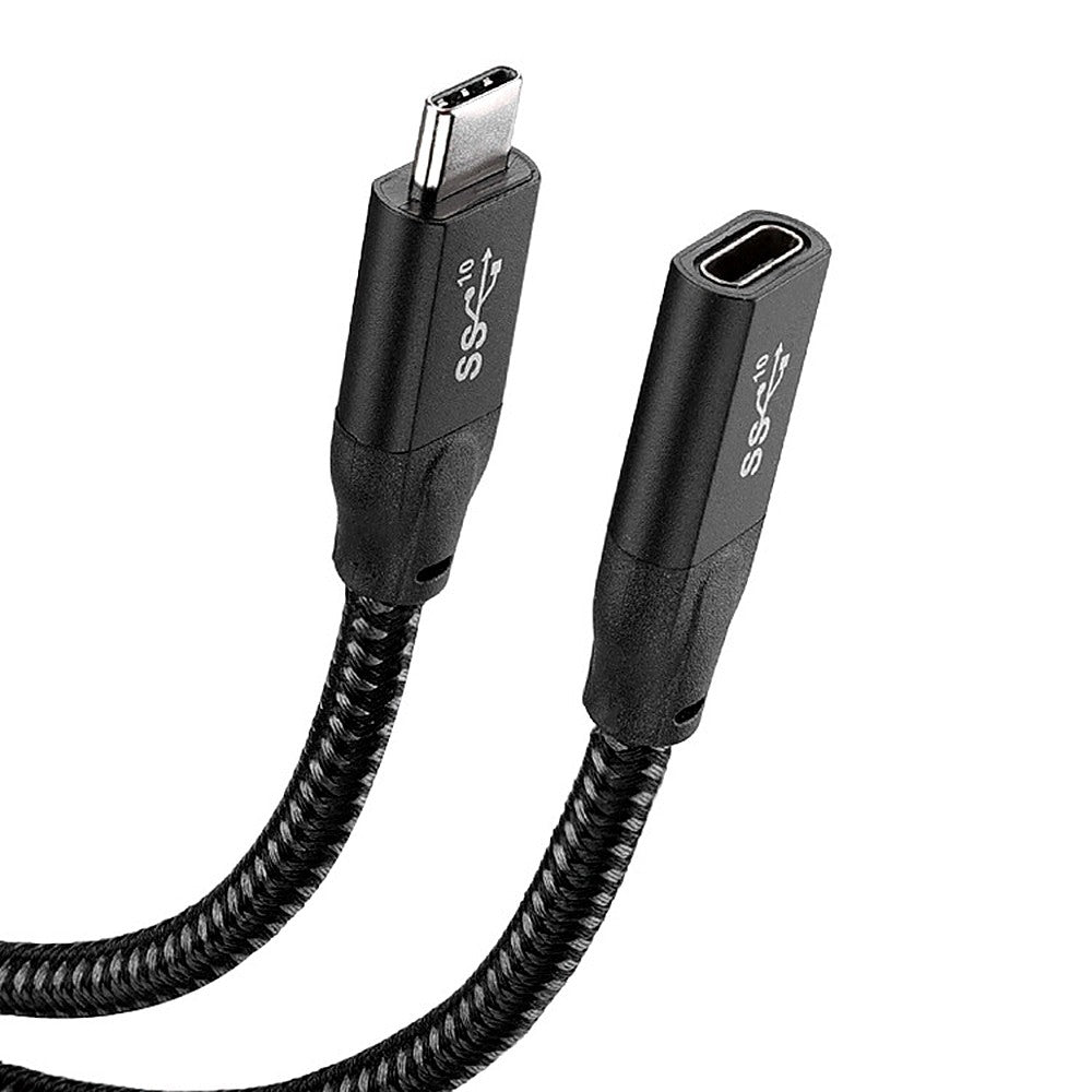 USB C Extension Cable Gen2 20Gbps Type C USB 3.1 Male to Female 100W PD Fast Charging and 4K Video Display Extender Lead for Thunderbolt 3 - Black/0.3m