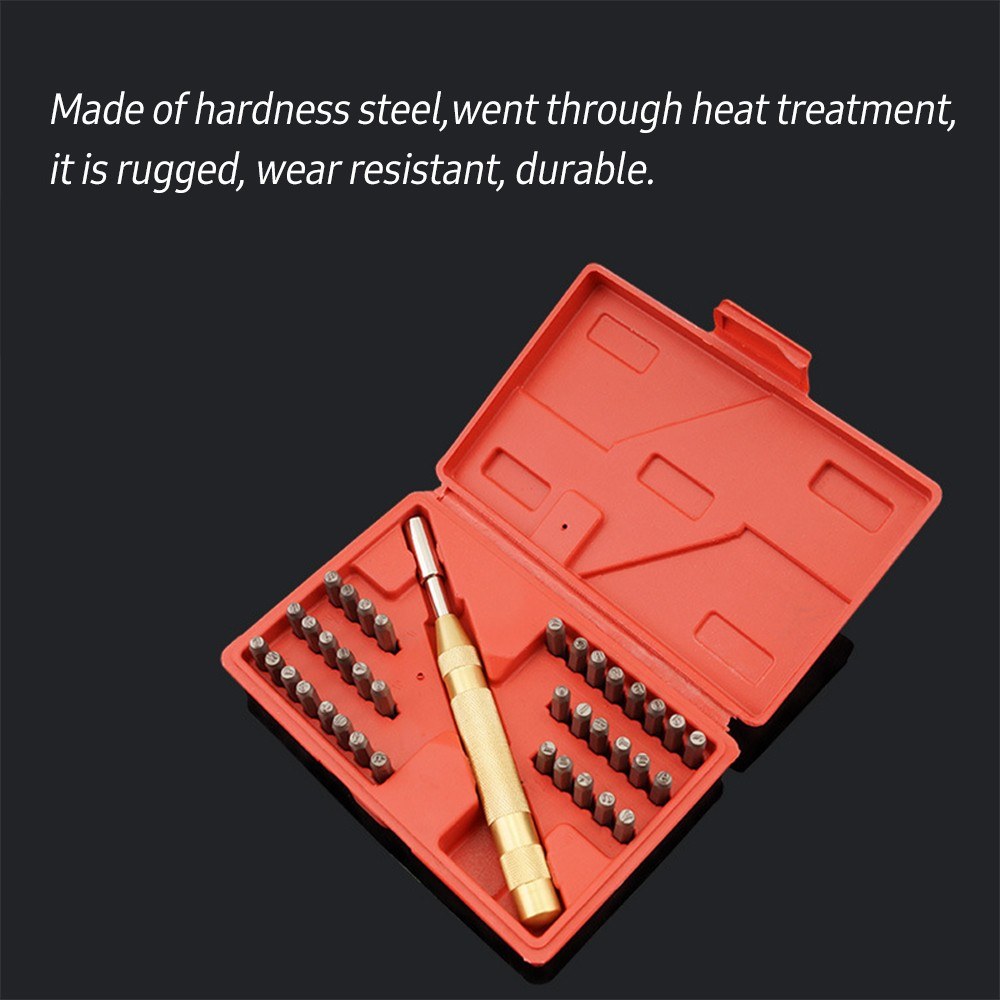 Leather Working Tools 38 Pcs Symbol Letter and Number Punch Set Metal Stamps Kit for Hand Sewing Stitching Stamping Set and Saddle Making