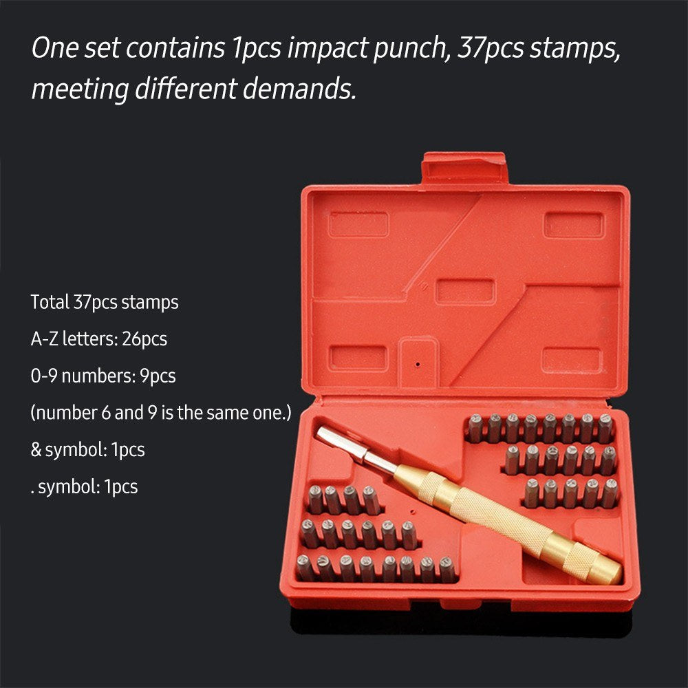 Leather Working Tools 38 Pcs Symbol Letter and Number Punch Set Metal Stamps Kit for Hand Sewing Stitching Stamping Set and Saddle Making
