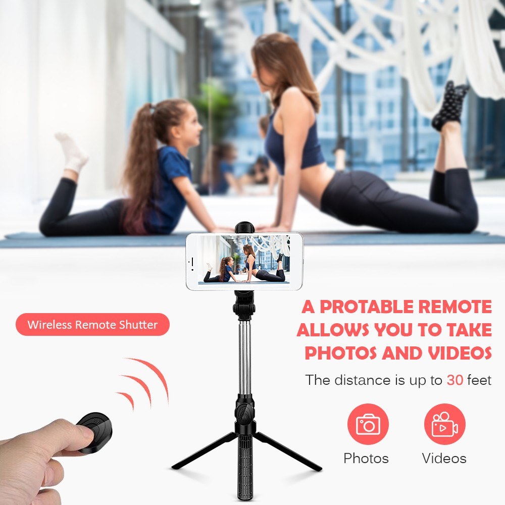 Record Golf Swing Phone Holder Golf Analyzer Accessories Extendable Phone Tripod Stand with Remote Shutter - Black