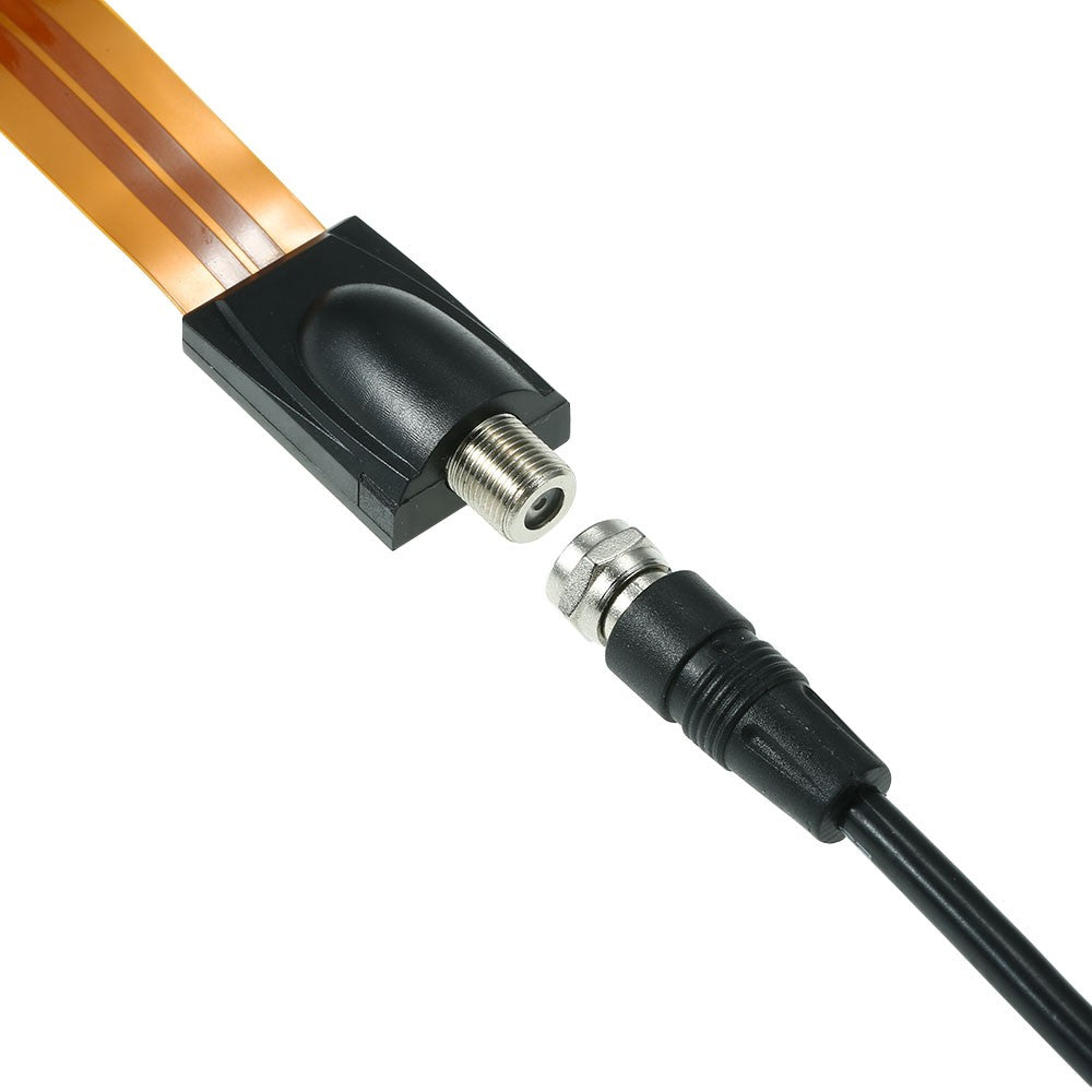 Extreme Slim Flat 0.25mm Durable Power Cable Female F Connector Fits Under Doors Windows Without Drilling 26cm Long + F Male Camera Power Input/Output Adapter Cable Extension Line
