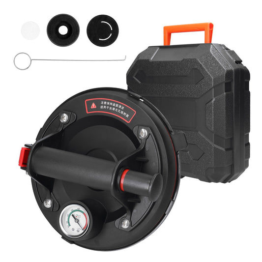 Cold-resistant and Heat-resistant 200mm Diameter Vacuum Suction Cup with Pressure Gauge 75kg High Bearing Capacity Heavy Duty Vacuum Ceramic Tile Lifter for Granite Glass Lifting Tool