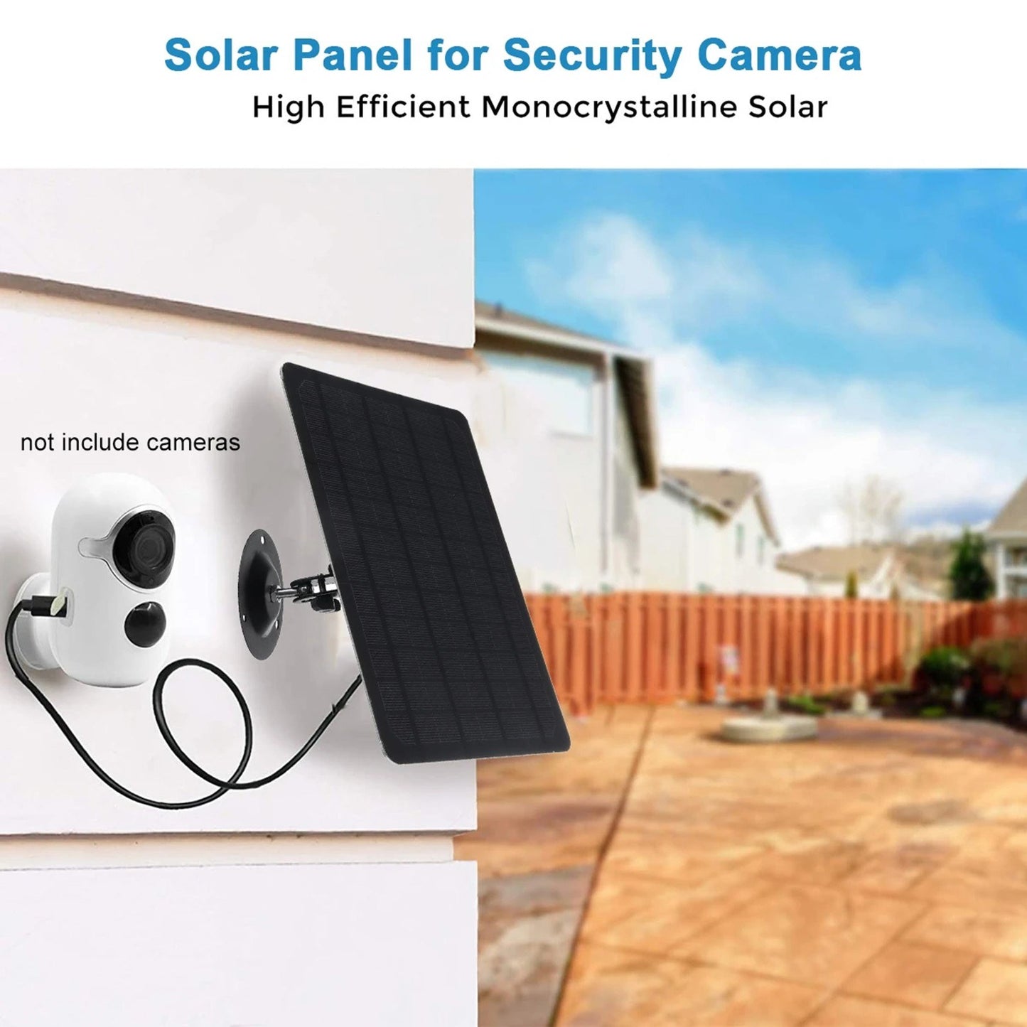 10W 5V Micro USB Solar Panel 2000mAh Energy-saving 360-degree Rotation IP67 Waterproof Wall Mounted Monocrystal Silicon Solar Plate for USB Camera