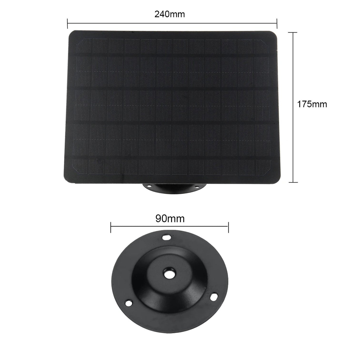 10W 5V Micro USB Solar Panel 2000mAh Energy-saving 360-degree Rotation IP67 Waterproof Wall Mounted Monocrystal Silicon Solar Plate for USB Camera