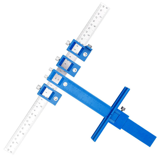 Stainless Lightweight Durable Adjustable Punch Locator Cabinet Hardware Jig Drilling Positioning Anchor Guide Woodworking Tool for Door Furniture Handle Hole - Blue/Type 2