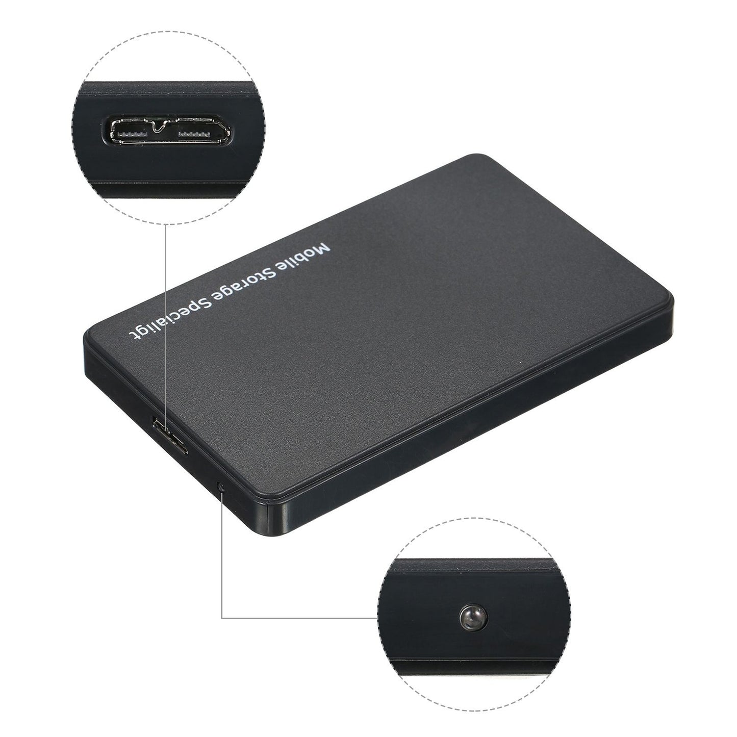 2.5 inch Hard Disk Case USB3.0 High-speed 5Gpbs Transmission External Enclosure SATA Hard Drive Case Support 2.5inch 7/9.5mm SATA HDD/SSD - White