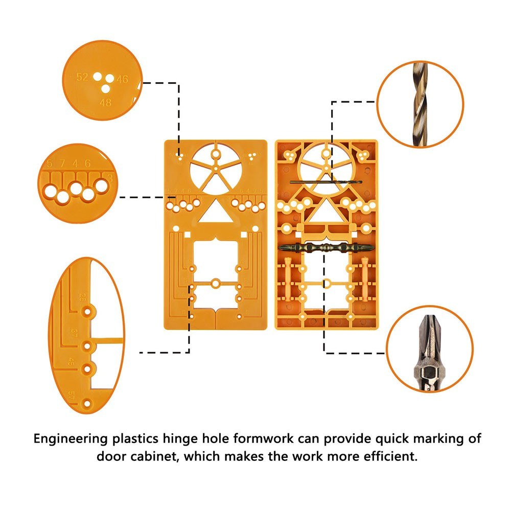 95-105 Degree Multifunctional Hinge Punch Hole Locator Punching Formwork 35mm Cupboard Hinges Auxiliary Board Woodworking Tool - 10Pcs