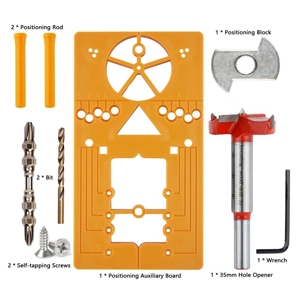 95-105 Degree Multifunctional Hinge Punch Hole Locator Punching Formwork 35mm Cupboard Hinges Auxiliary Board Woodworking Tool - 5Pcs