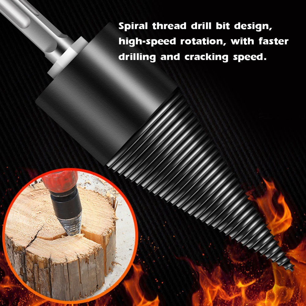 32mm Firewood Chop Drill Bit Wood Splitting Tool Cone Log Splitter Firewood Chopper Breaker Drill Bits - Round Handle