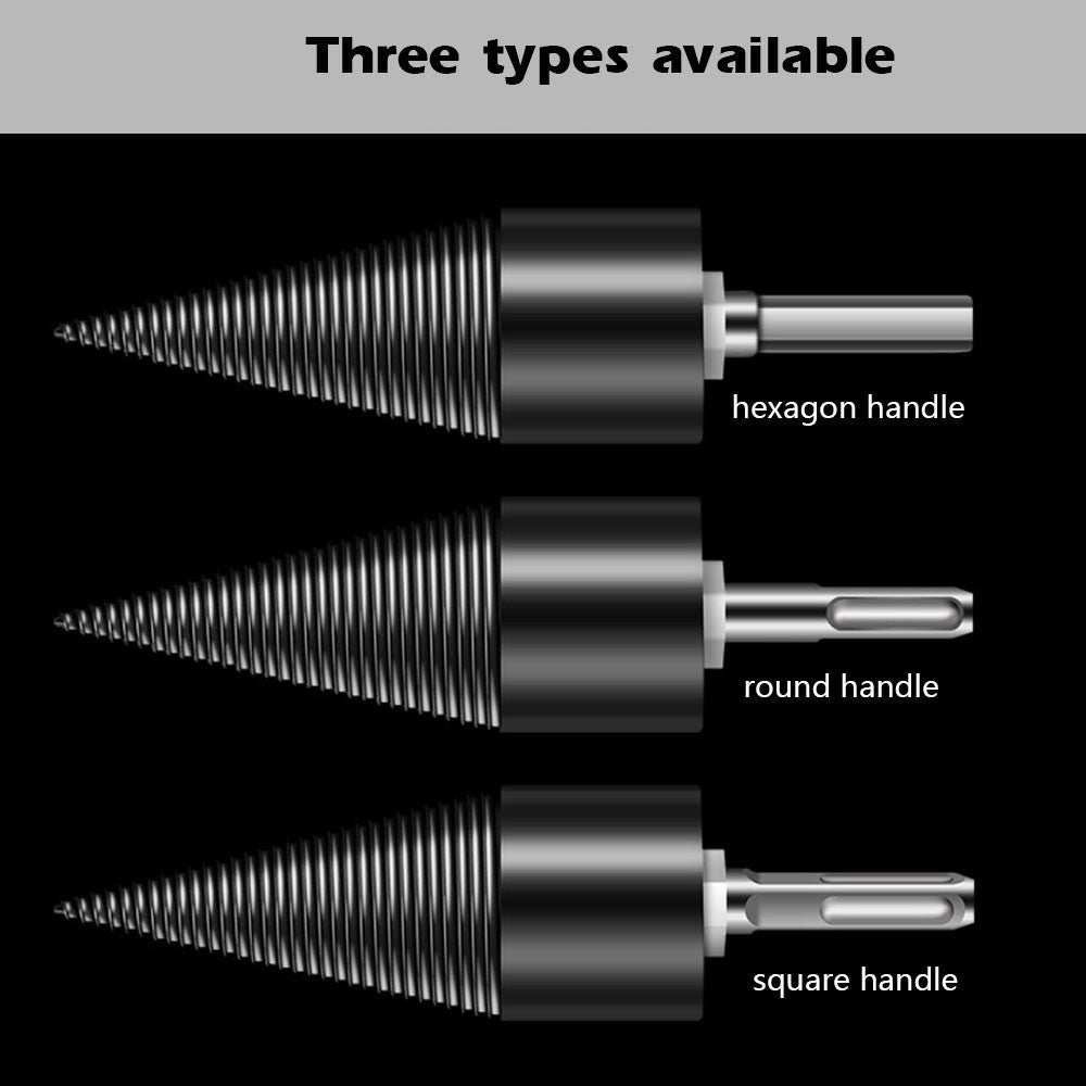 32mm Firewood Chop Drill Bit Wood Splitting Tool Cone Log Splitter Firewood Chopper Breaker Drill Bits - Square Handle