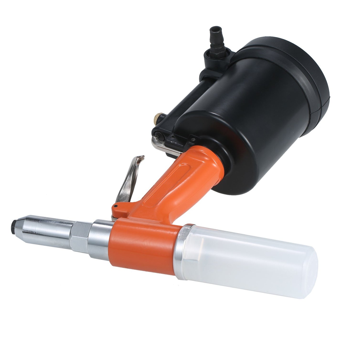 Industrial Pneumatic Rivet Gun Heavy Duty Air Riveter Gun Self-plugging Riveting Tool with 4 Nosepieces - Type 2/Orange