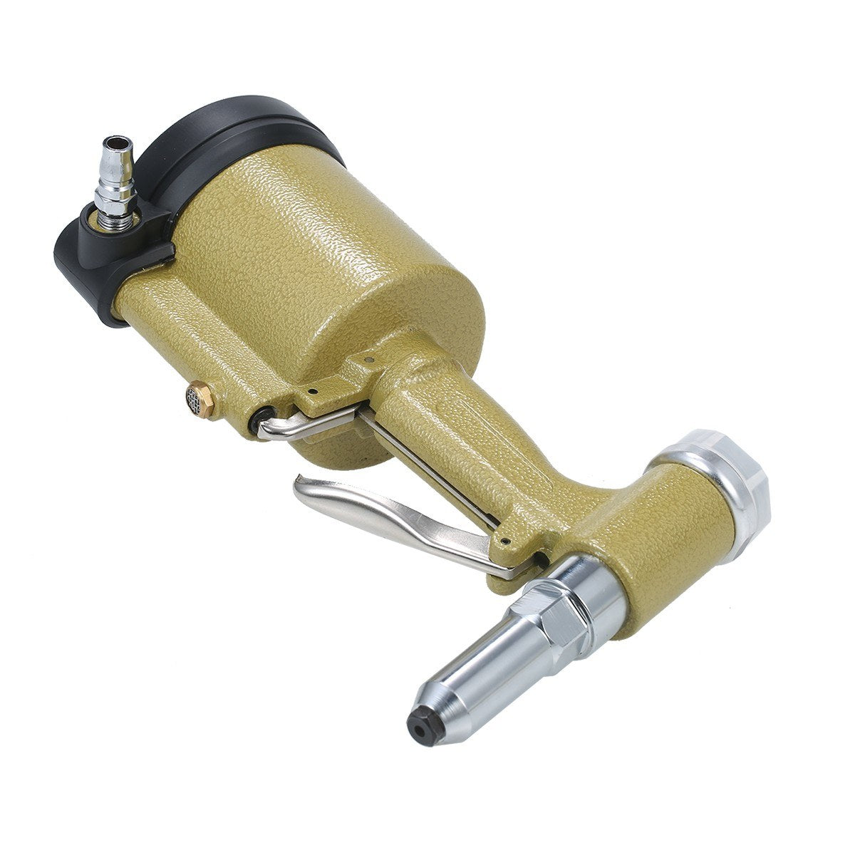 Industrial Pneumatic Rivet Gun Heavy Duty Air Riveter Gun Self-plugging Riveting Tool with 4 Nosepieces - Type 2/Gold