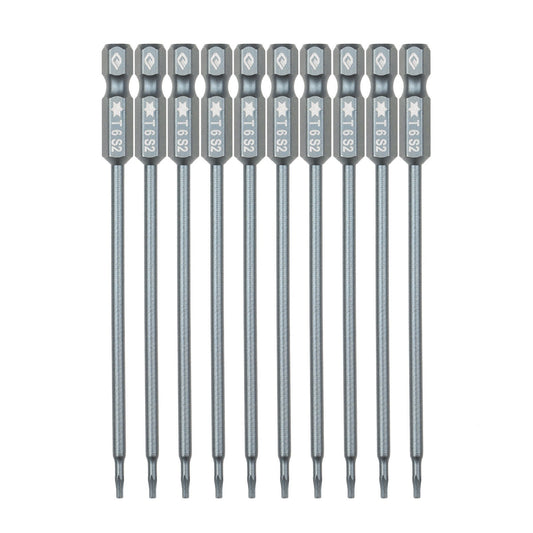 10Pcs/Set T6 Security Torx Bit 1/4-inch Drive S2 Alloy Steel Magnetic Screw Driver Bit Set for Power Screwdriver Electric Hand Drill