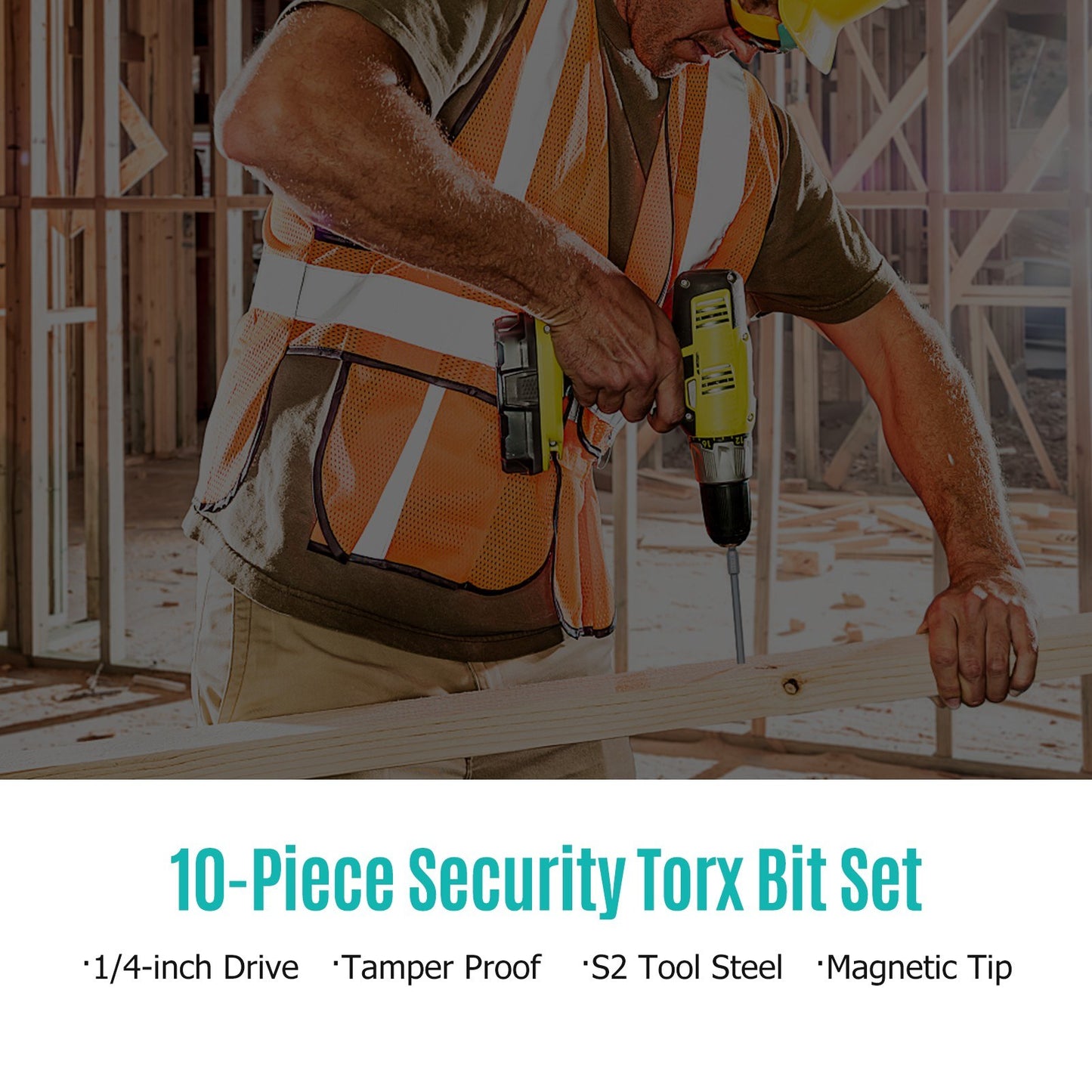 10Pcs/Set T6 Security Torx Bit 1/4-inch Drive S2 Alloy Steel Magnetic Screw Driver Bit Set for Power Screwdriver Electric Hand Drill