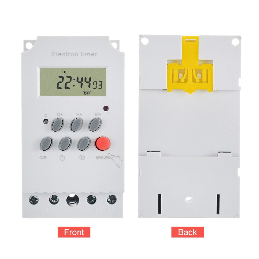 Digital Programmable Timer LCD Display Clock AC 220V 25A Din Rail Electronic Timer Time Switch Controller