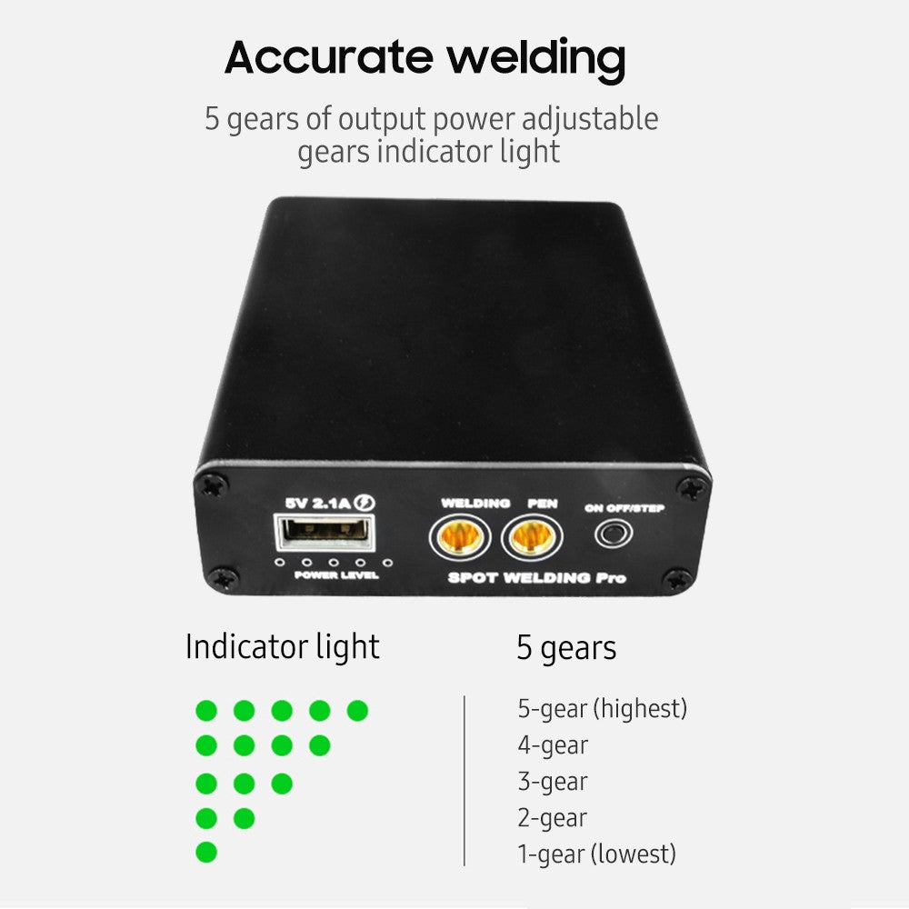 Adjustable Portable DIY Mini Spot Welder 5 Gears Handheld Spot Welding Machine Fast Charge Lithium Battery with Spot Welding Pen Nickel Sheet Charging Cable