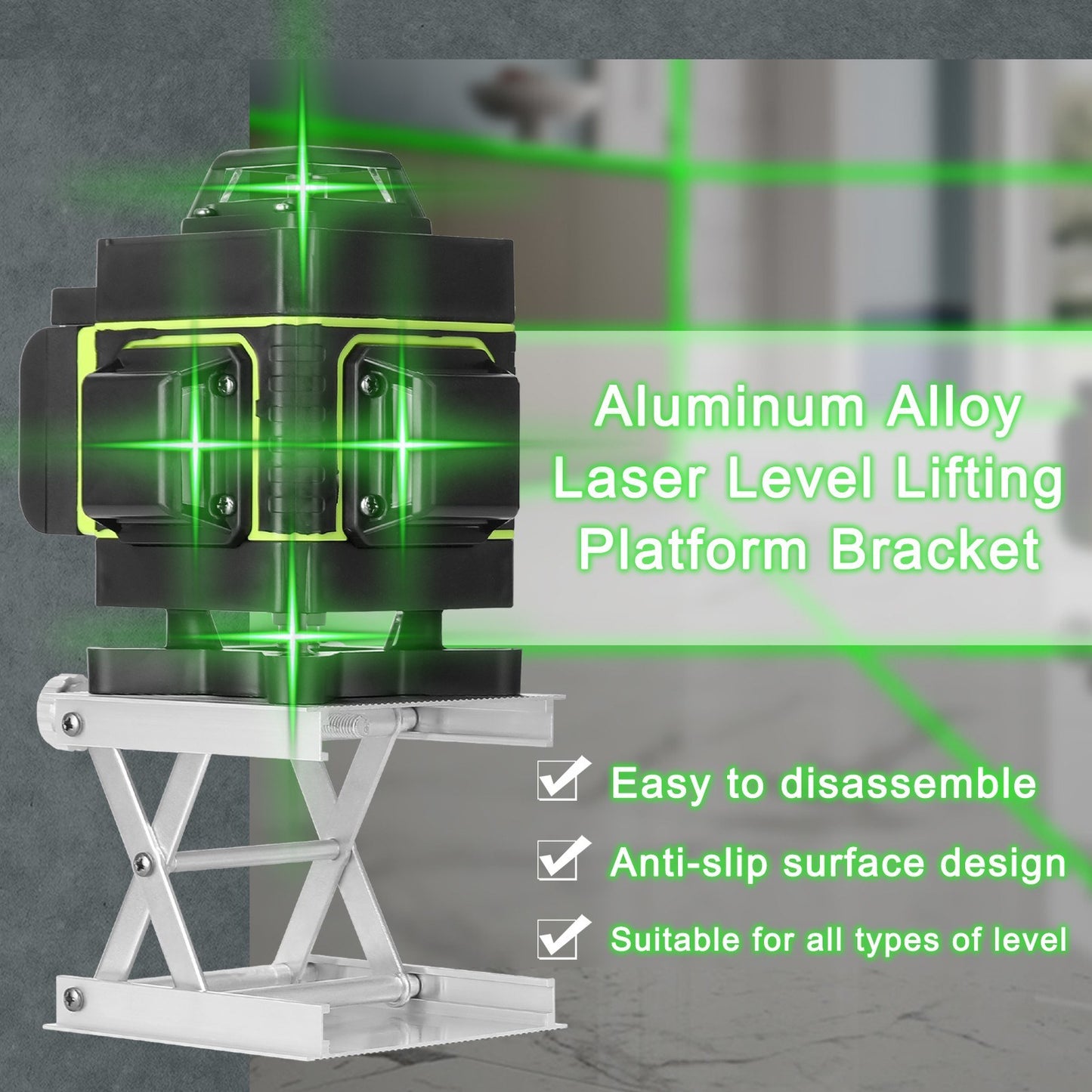 Aluminum Alloy Bracket Base 360-degree Rotatable 1/4inch Interface Fine Adjustment Tripod Stand for Laser Level - Type:1