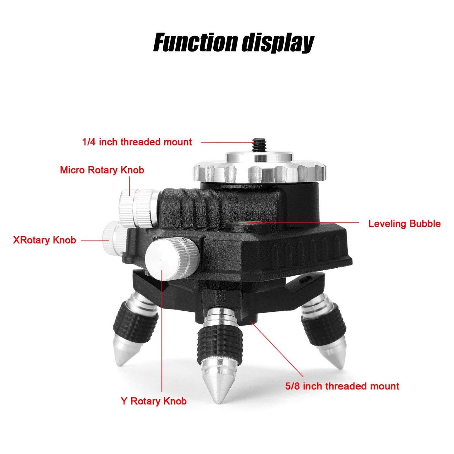 Aluminum Alloy Bracket Base 360-degree Rotatable 1/4inch Interface Fine Adjustment Tripod Stand for Laser Level - Type:2