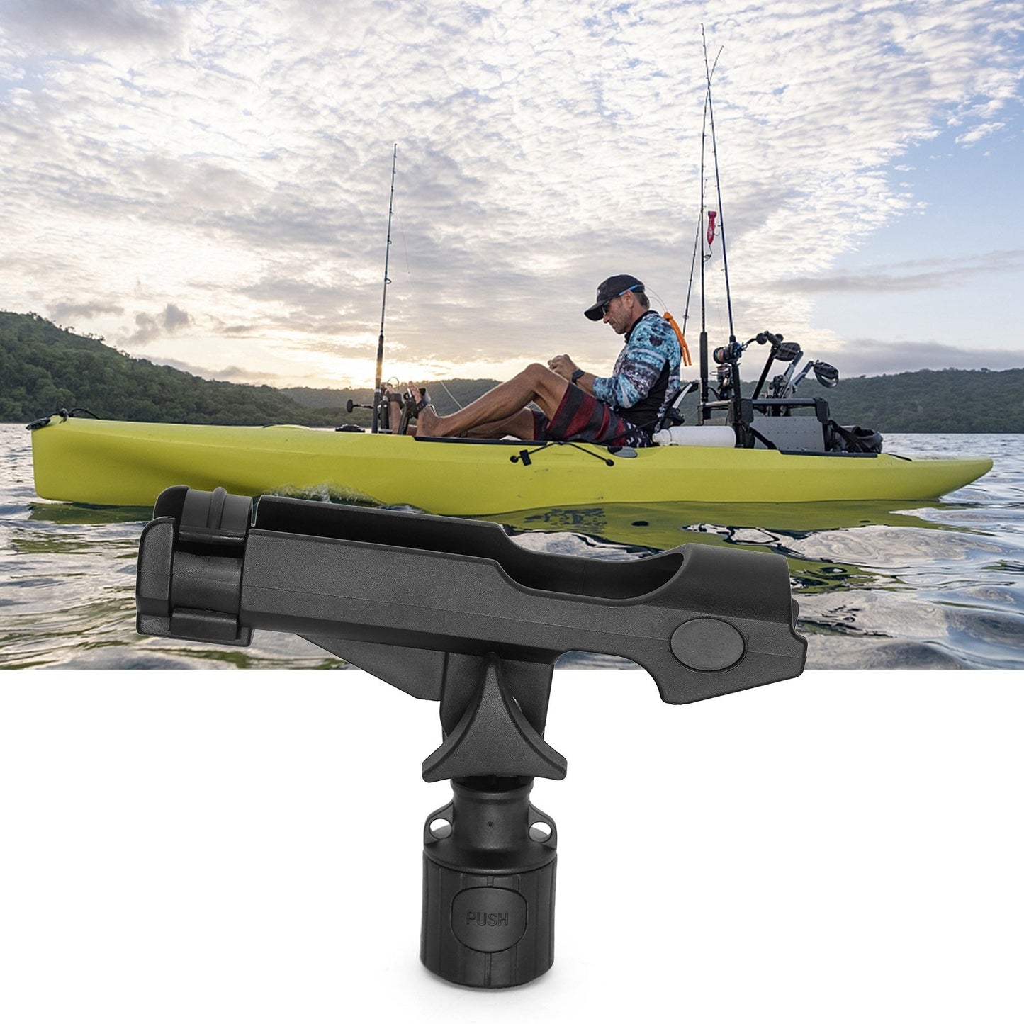 Fishing Rod Holder Bracket Adjustable Track Mounted Rod Holder for Boat Fishing Kayak Rail Tracks - 1Pc