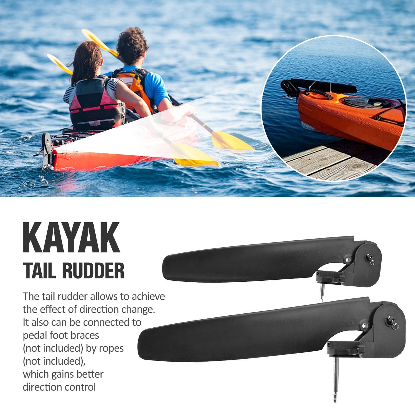 1 Set Kayak Boat Tail Kayak Rudder Replacement Parts Direction Foot Control Steering System Tool Kit