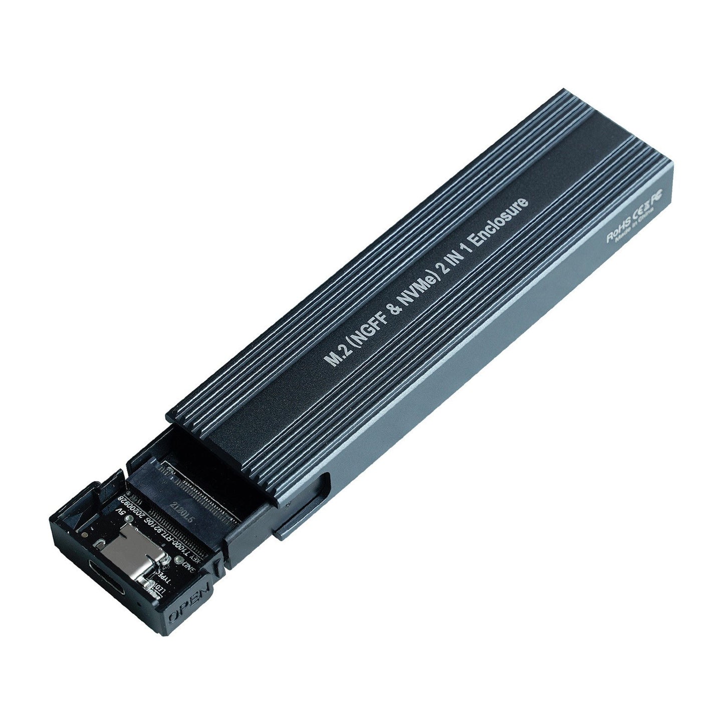 M.2 NVMe&amp;SATA External Hard Drive SSD Enclosure Adapter Dual Protocol Mobile Hard Disk Case Supports 2230/2242/2260/2280 SSD