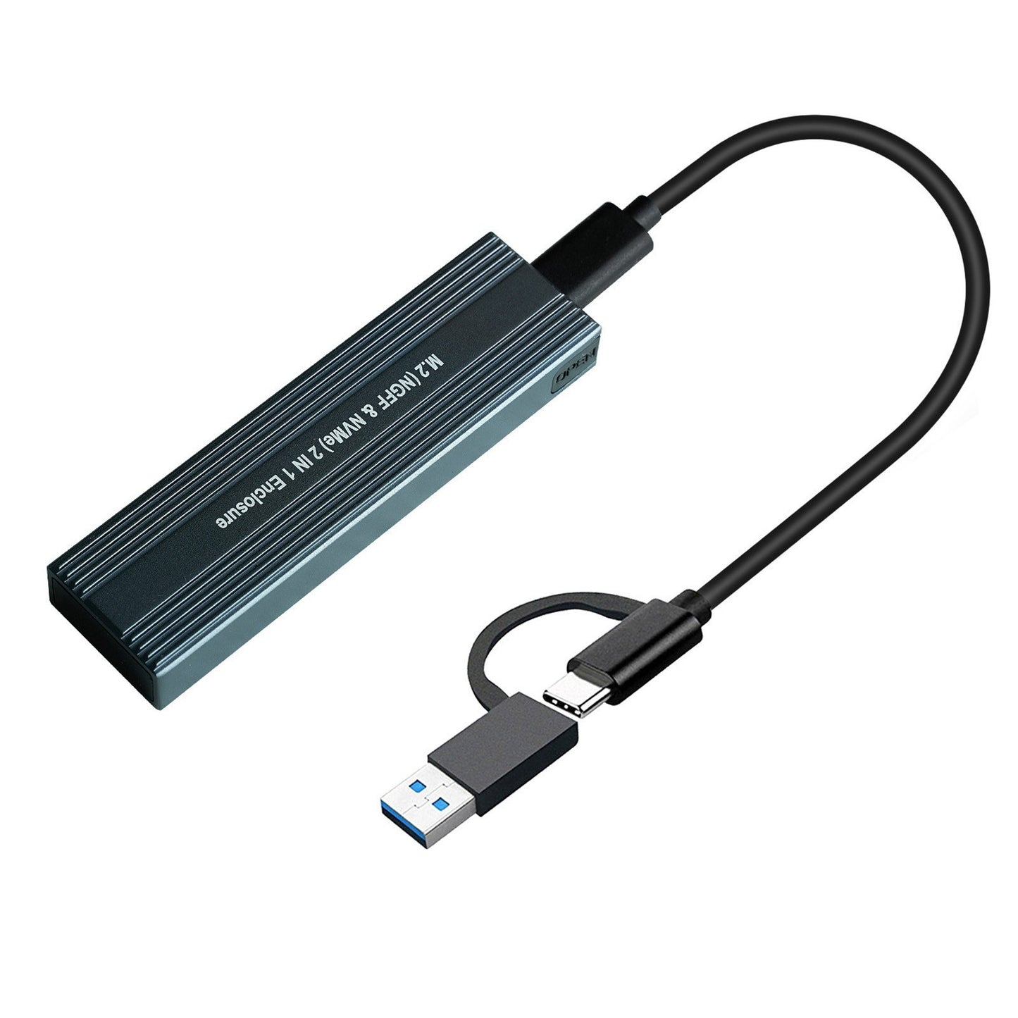 M.2 NVMe&amp;SATA External Hard Drive SSD Enclosure Adapter Dual Protocol Mobile Hard Disk Case Supports 2230/2242/2260/2280 SSD