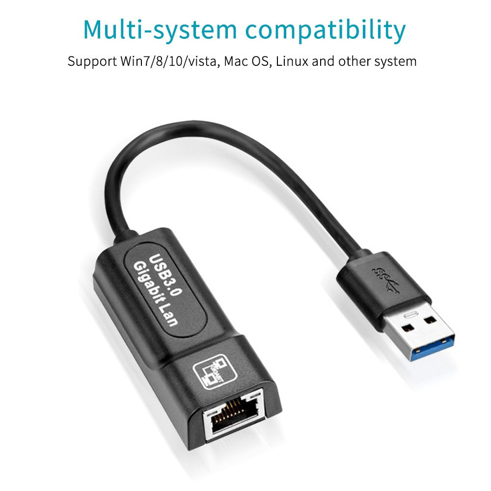 USB 3.0 Hub Ethernet Adapter to RJ45 Gigabit Network Converter for Windows Win7/Win8/Win10/Vista, Mac OS, Linux