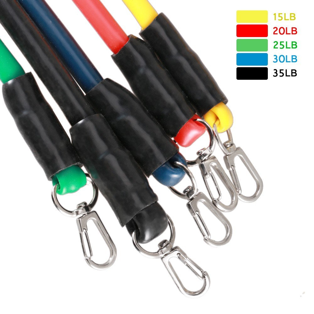 11Pcs Resistance Bands Set Exercise Bands 5 Level Stretch Gym Fitness Bands Handles Door Anchor Ankle Straps