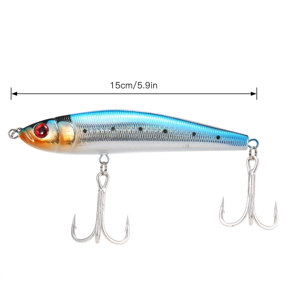 15cm 84g Sinking Pencil Lure Fishing Hard Bait with 2 Treble Hooks Fishing Tackle Tool - Color 2