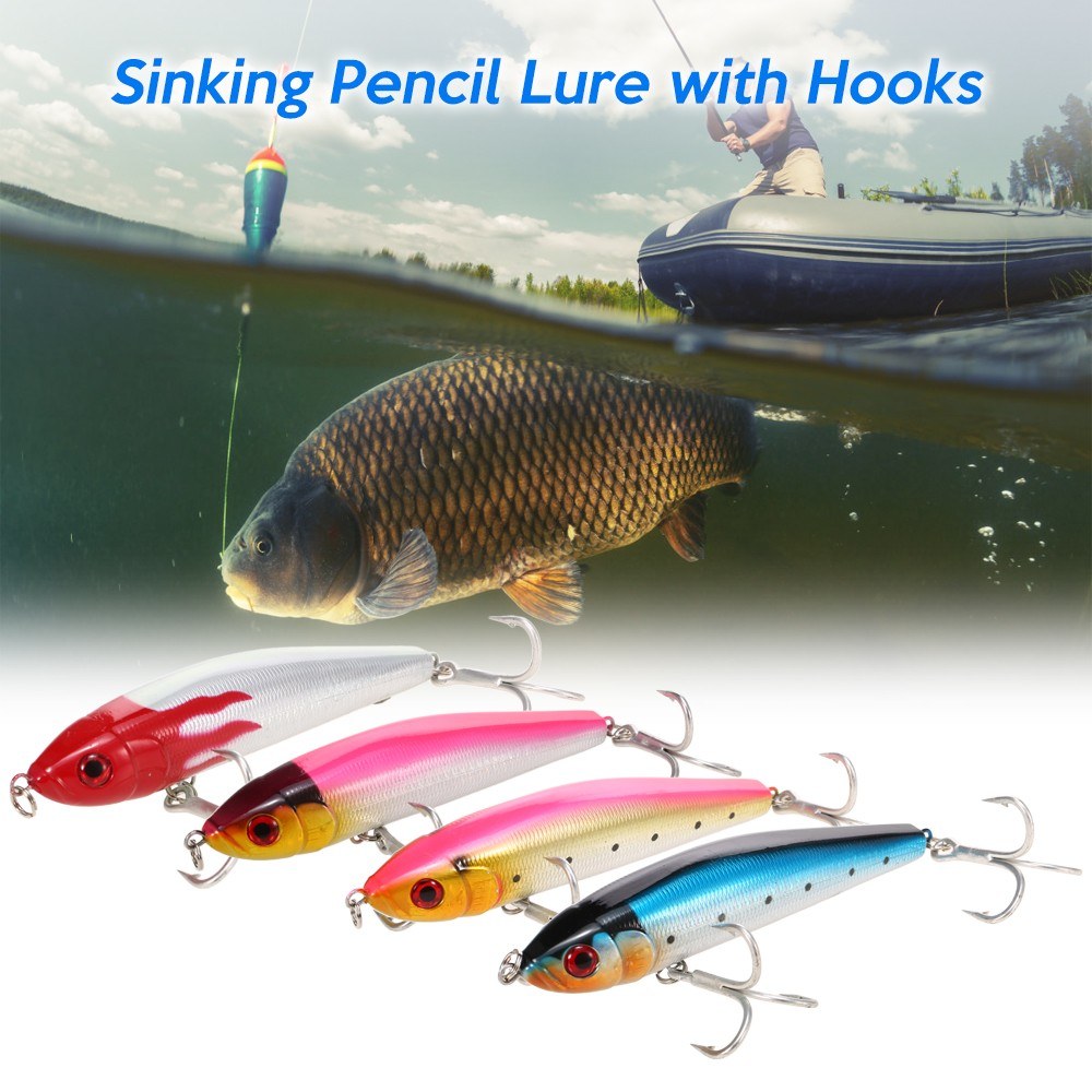 15cm 84g Sinking Pencil Lure Fishing Hard Bait with 2 Treble Hooks Fishing Tackle Tool - Color 2