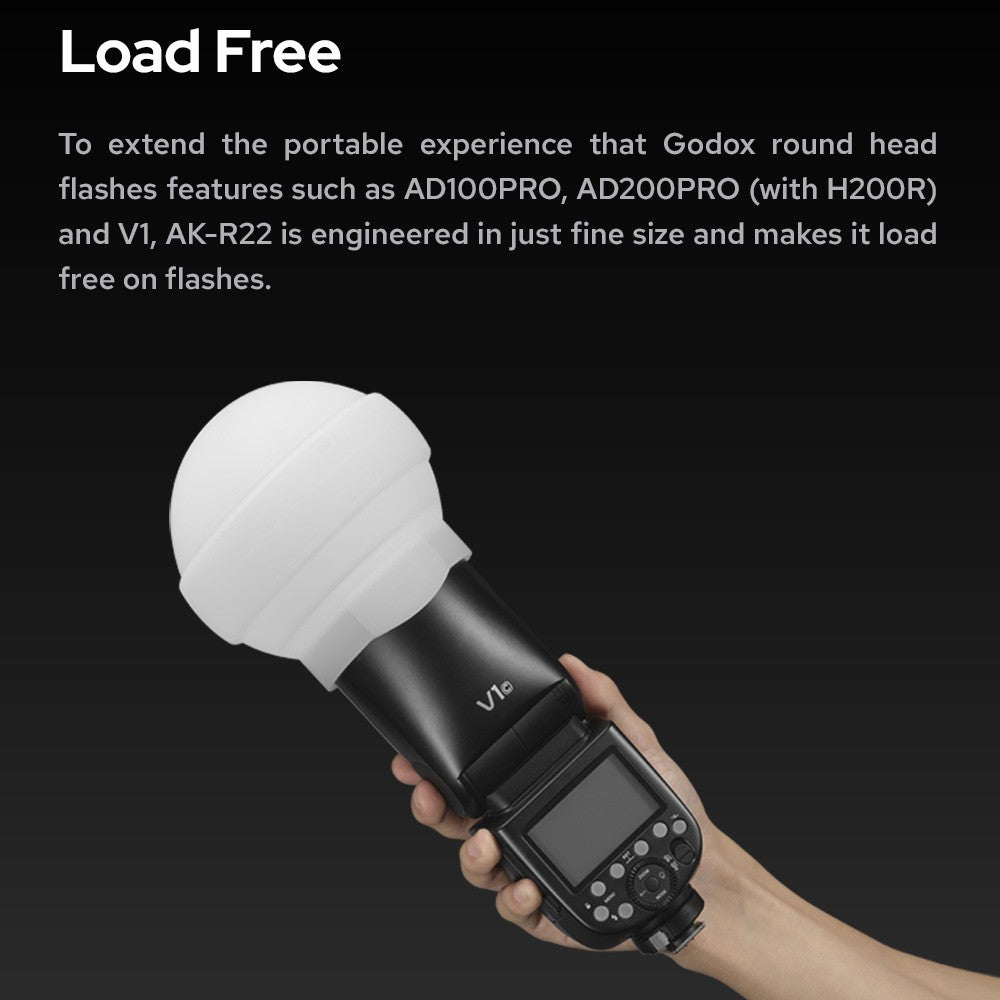 Uniqkart AK-R22 Detachable Silicone Diffuser Dome for V1 Series Flashes AD100PRO AD200PRO (with H200R) Studio Photography Portrait Live Streaming Portable Collapsible Light Modifier