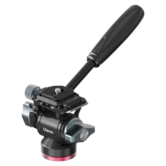 ULANZI U-190 Pan Tilt Tripod Head Compact Video Fluid Head Panorama Ballhead Mount Aluminum Alloy 1/4 Inch Screw Quick Release Plate 10kg/22lbs Load Capacity with Detachable Handle