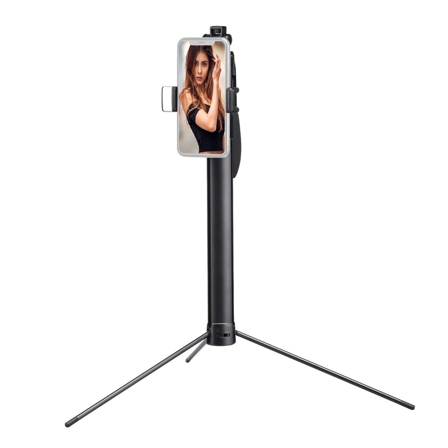 Uniqkart MT-53 Aluminum Alloy Extendable Selfie Stick Tripod Anti-shake Stand with Phone Holder Built-in LED Fill Light Remote Shutter