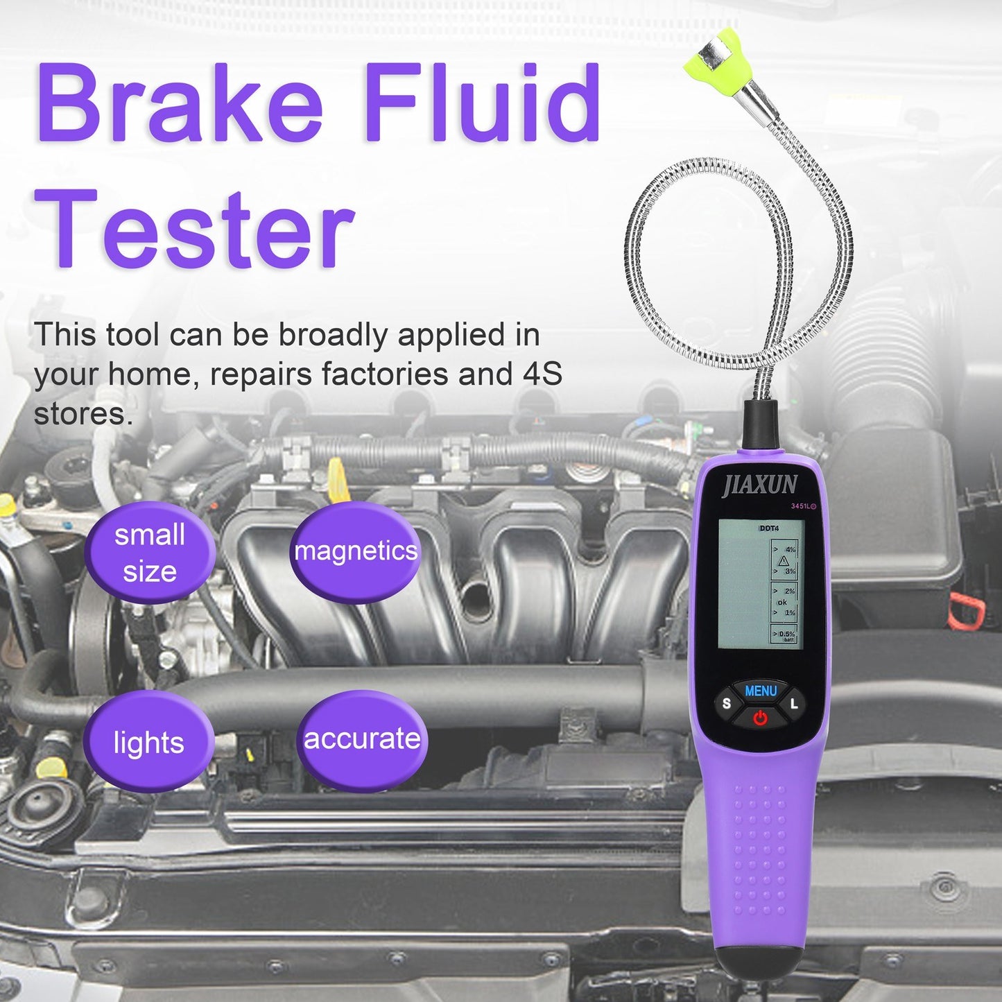 Handheld Portable Brake Fluid Tester with Large Display Automotive Brake Fluid Testing Tool Practical Household Auto Repairs Vehicle Inspection Maintenance Tool